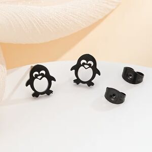 Stylish and Cute Stainless Steel Penquin Earrings NWT